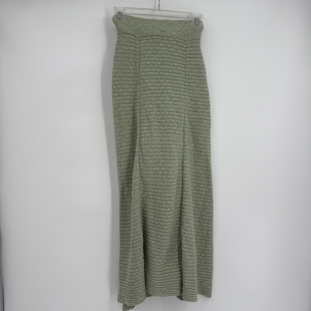 Free People Claudia Green Knit Belted Blanket Skirt Size XS Slit Rib-Knit Maxi - Picture 10 of 11